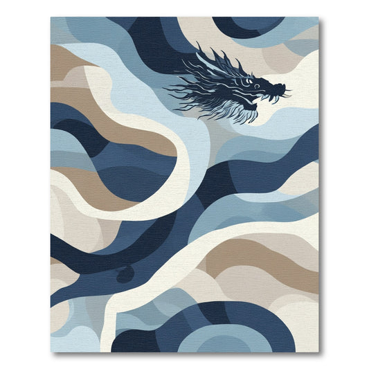 Dark Blue Dragon Abstraction Rug