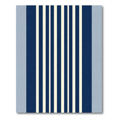 Navy Cream Vertical Stripe Statement Rug
