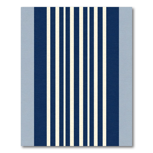 Navy Cream Vertical Stripe Statement Rug