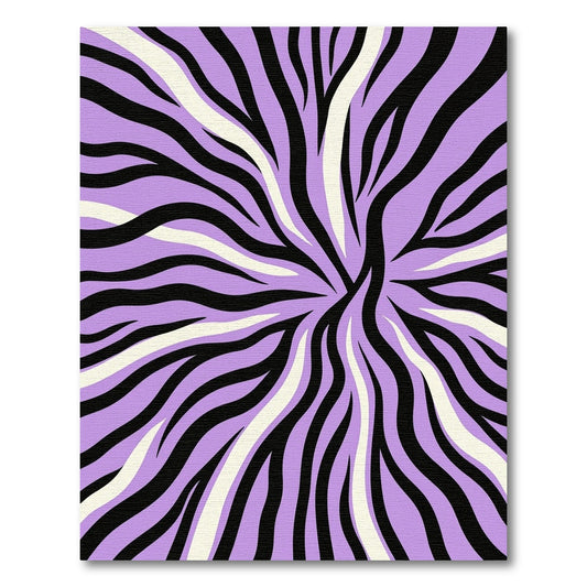 Purple Black White Wavy Stripe Rug