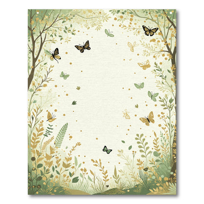 Whimsical Butterfly Meadow Botanical Scene Rug