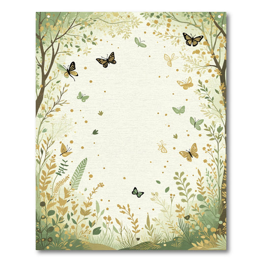Whimsical Butterfly Meadow Botanical Scene Rug