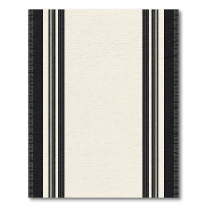 Modern Black White Striped Geometric Rug