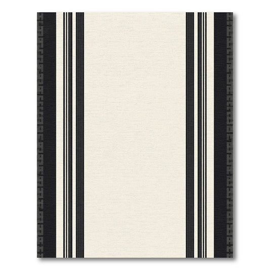 Modern Black White Striped Geometric Rug