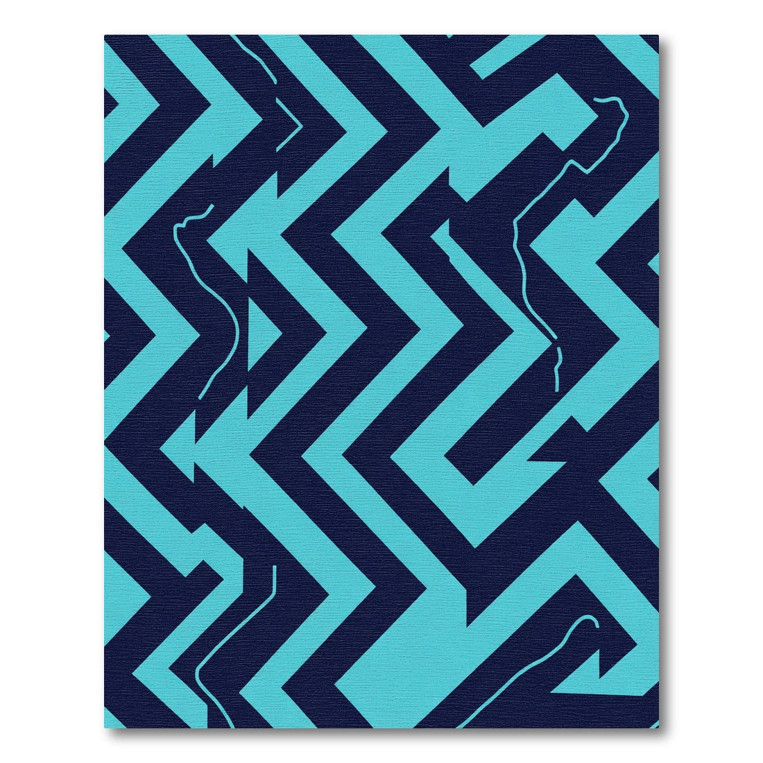 Navy Aqua Zigzag Maze Graphic Rug