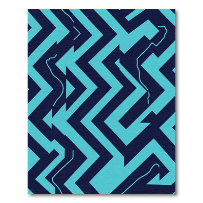Navy Aqua Zigzag Maze Graphic Rug