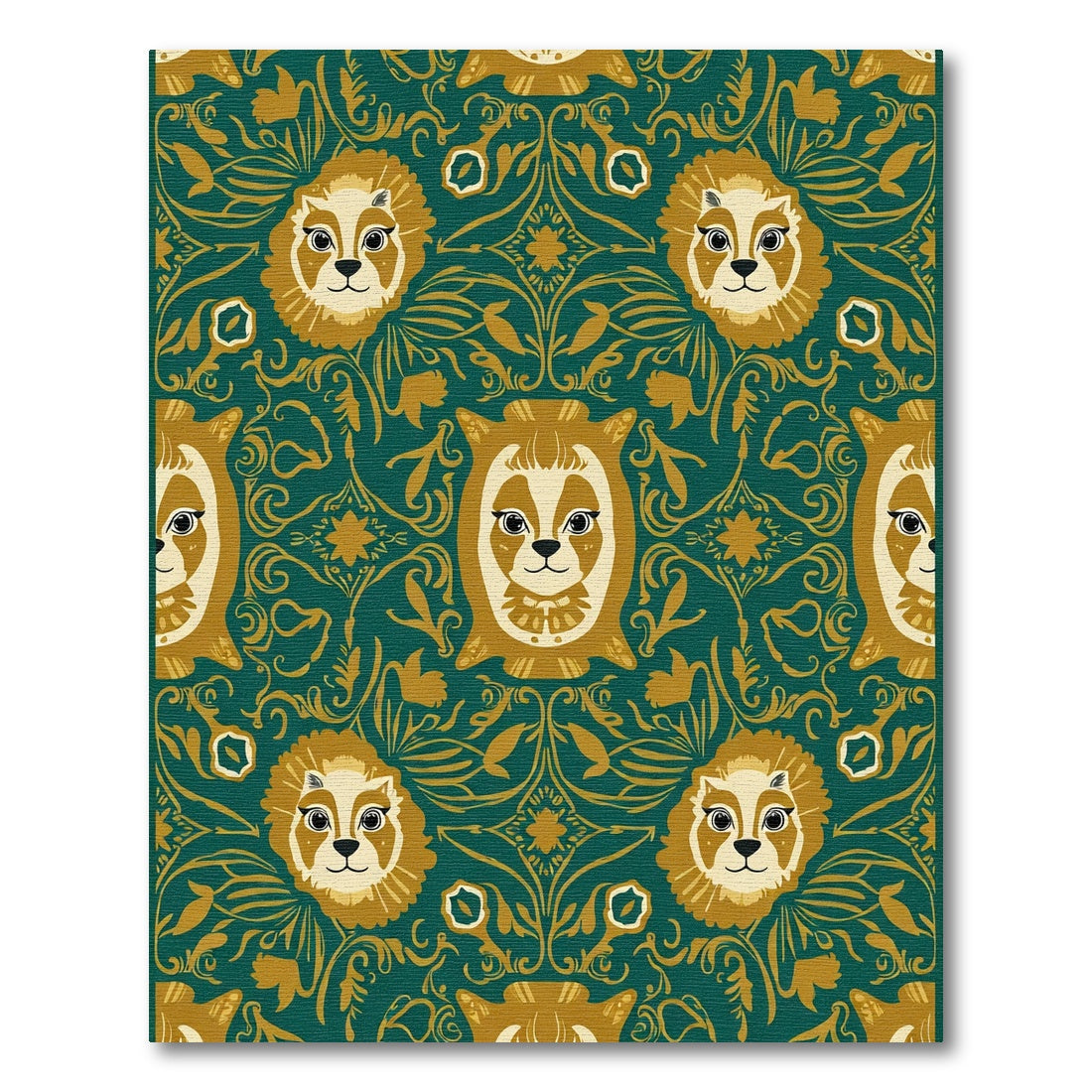 Golden Lion Regal Emerald Motif Rug