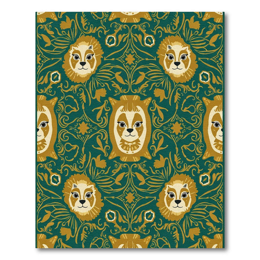 Golden Lion Regal Emerald Motif Rug