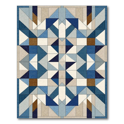 Geometric Modern Blue and Teal Blue Geometric Star Area Rug
