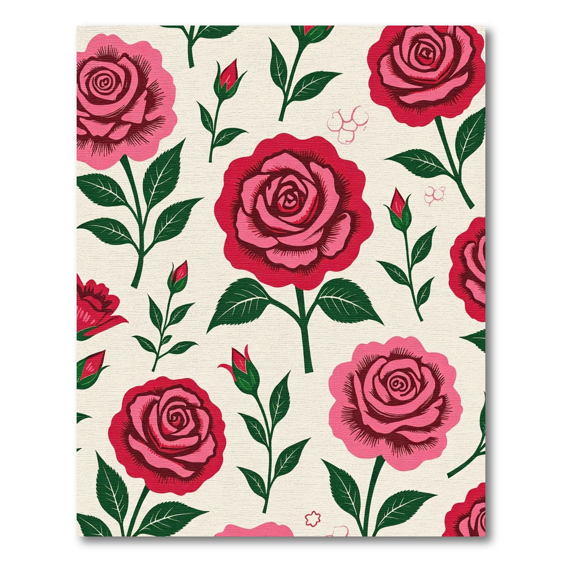 Vibrant Pink Rose Garden Bloom Rug