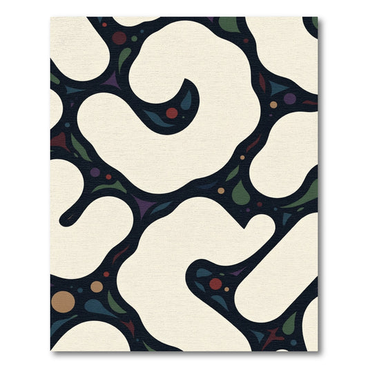 Abstract Cream Dark Organic Shapes Rug