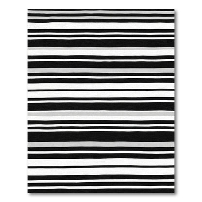 Modern Black White Gray Stripe Rug