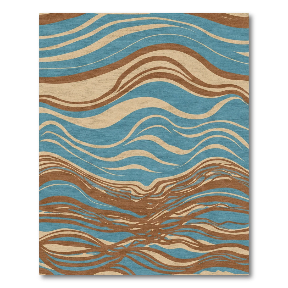 Brown Blue Flowing Waves Rug
