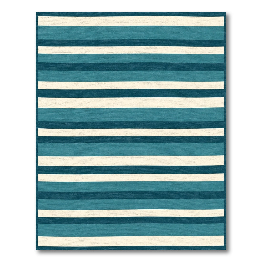Navy Cream Aqua Horizontal Stripe Rug