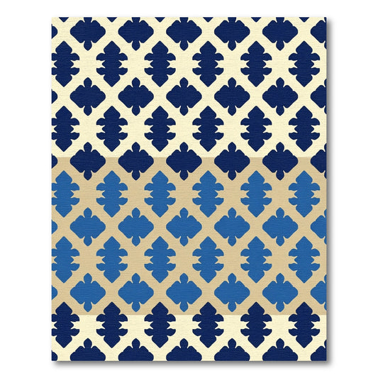 Blue Crimson Lattice Diamond Arrangement Rug