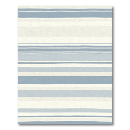 Coastal Blue Neutral Stripe Rug