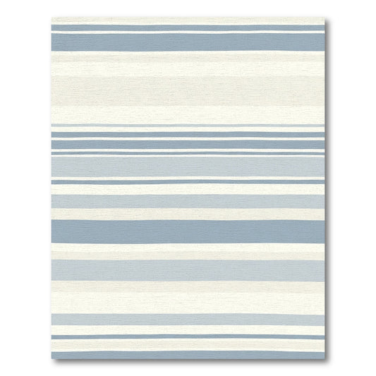 Coastal Blue Neutral Stripe Rug