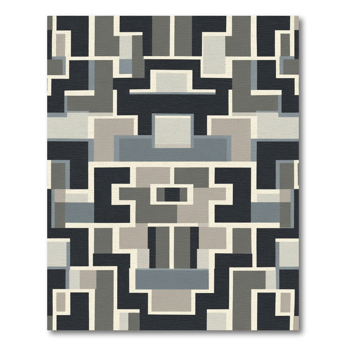 Geometric Gray Black Cream Block Rug