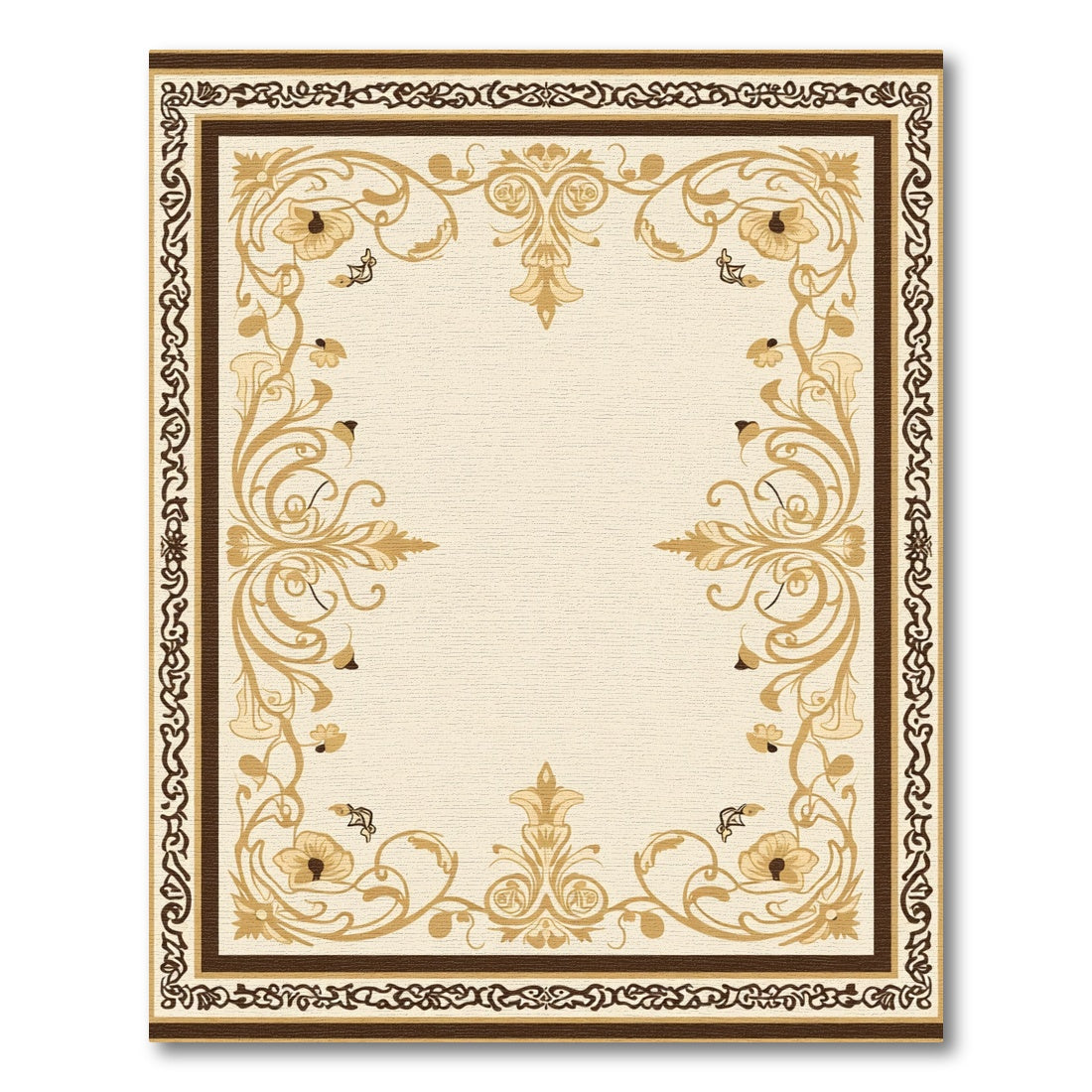 Golden Floral Archway Scroll Rug