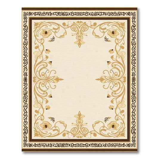 Golden Floral Archway Scroll Rug