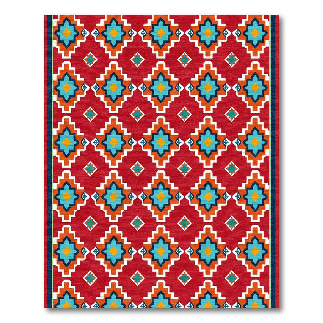 Crimson Ethnic Geometric Medallion Rug