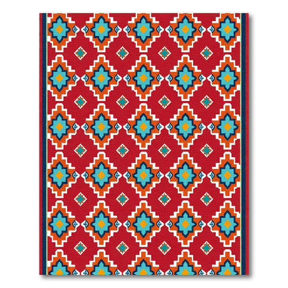 Crimson Ethnic Geometric Medallion Rug