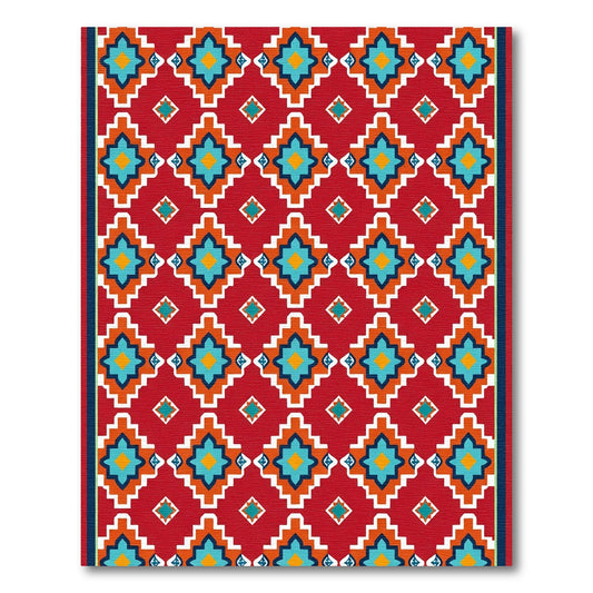 Crimson Ethnic Geometric Medallion Rug