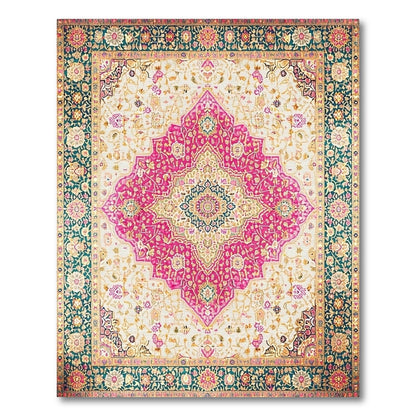 Medallion Traditional Persian Vibrant Pink Persian Medallion Area Rug