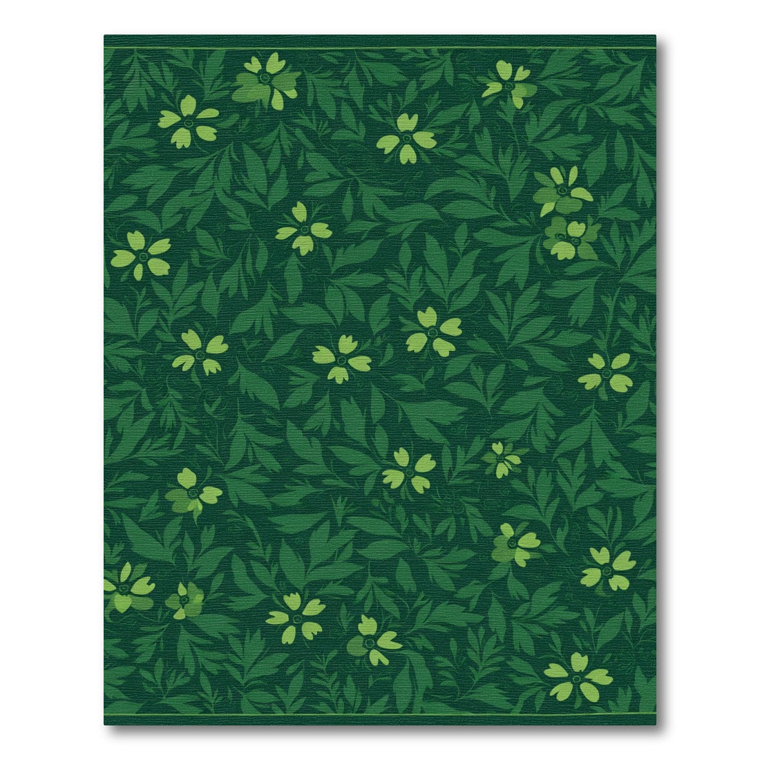 Dark Green Floral Vine Arrangement Rug