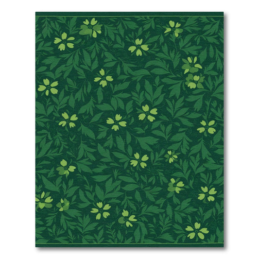 Dark Green Floral Vine Arrangement Rug
