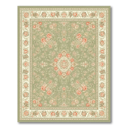 Sage Green Floral Vintage Area Rug