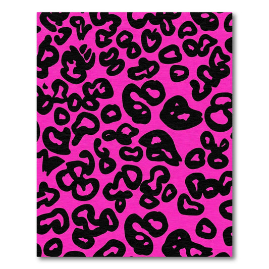 Vivid Pink Black Spotted Contemporary Rug