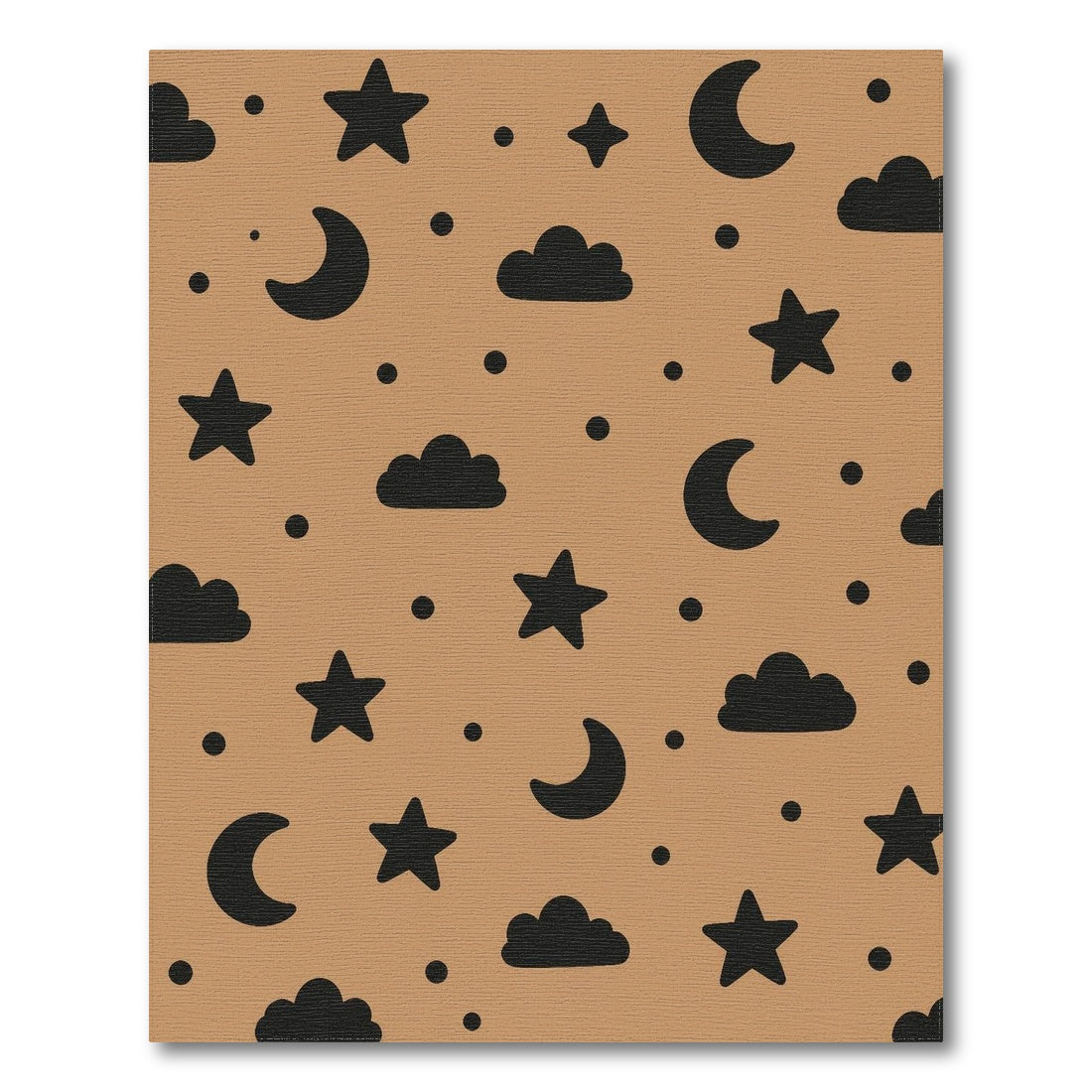 Brown Moon Stars Kids Area Rug