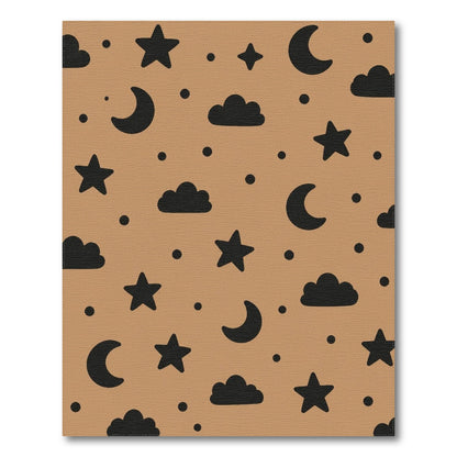 Brown Moon Stars Kids Area Rug
