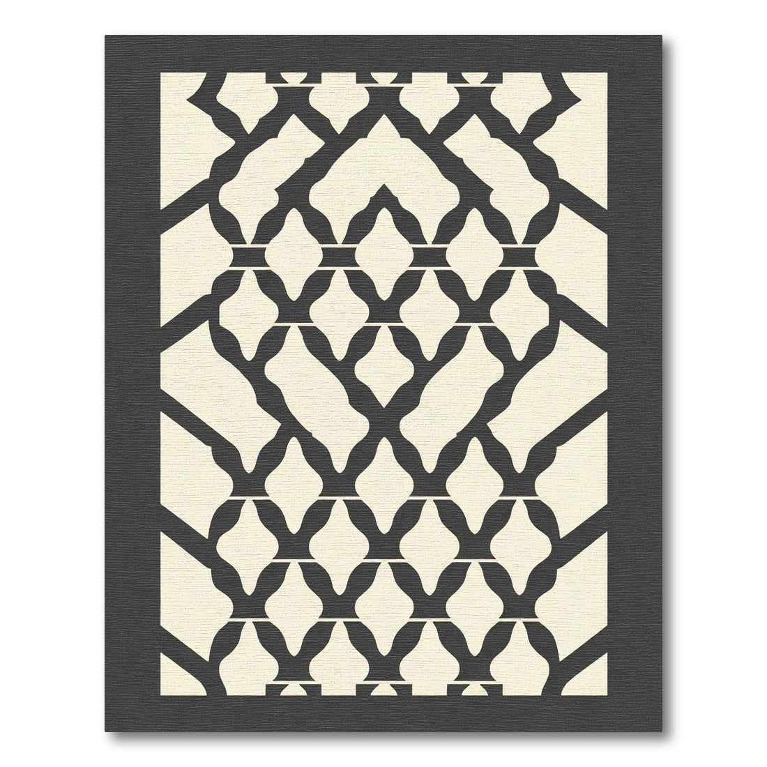 Cream Black Lattice Intersecting Arches Rug