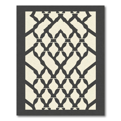 Cream Black Lattice Intersecting Arches Rug