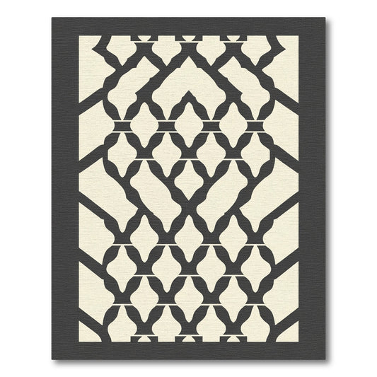 Cream Black Lattice Intersecting Arches Rug