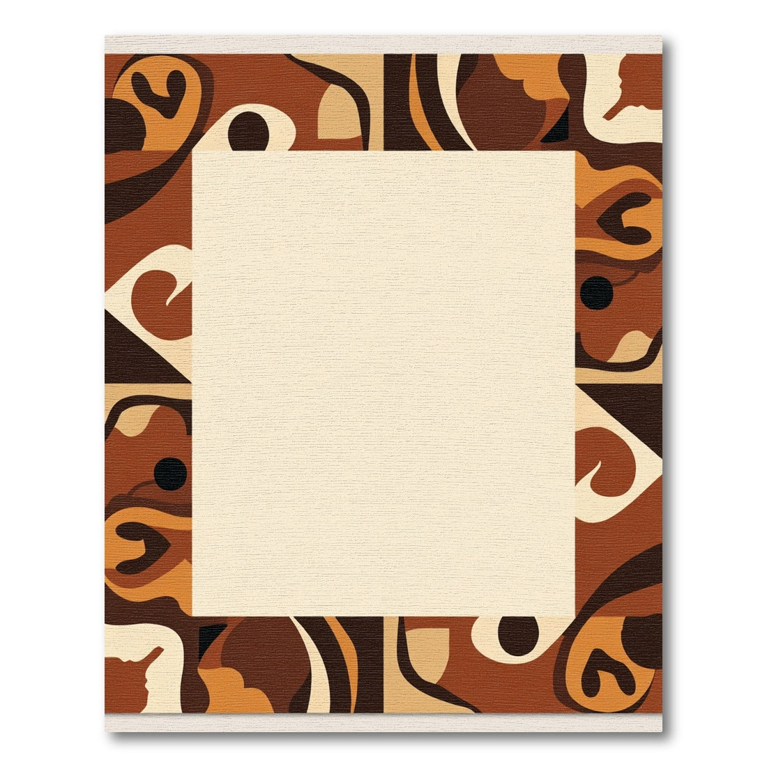 Earthy Tones Abstract Swirls Border Rug