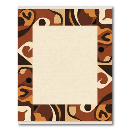 Earthy Tones Abstract Swirls Border Rug