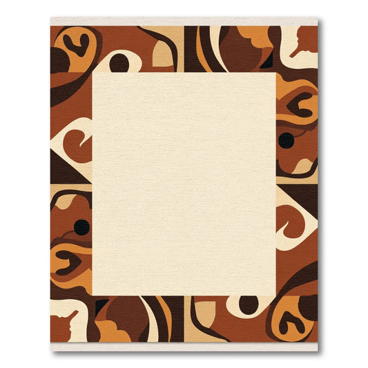 Earthy Tones Abstract Swirls Border Rug