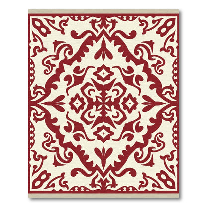 Crimson Ivory Damask Medallion Rug