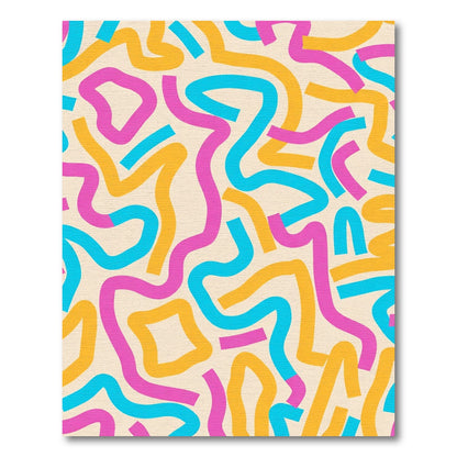 Vibrant Abstract Swirls Yellow Pink Blue Rug