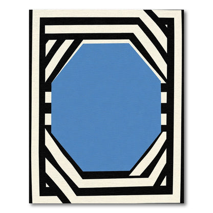 Bold Blue Octagon Stripe Rug