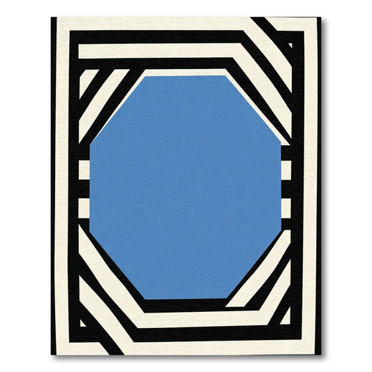 Bold Blue Octagon Stripe Rug