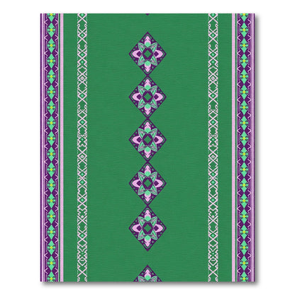 Emerald Green Purple Diamond Border Medallion Rug