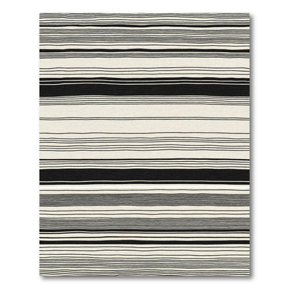 Black Cream Irregular Stripe Rug