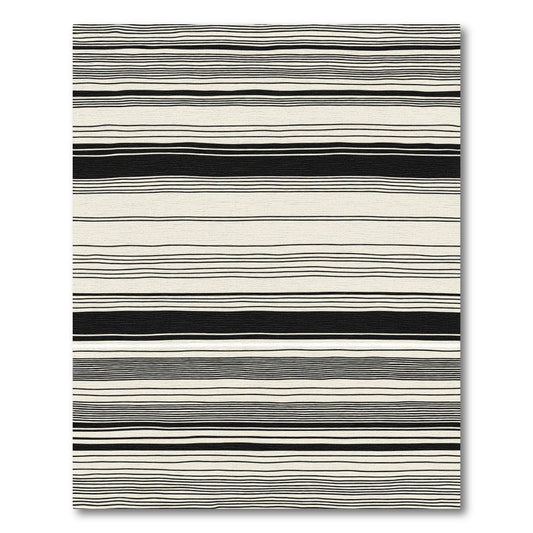 Black Cream Irregular Stripe Rug