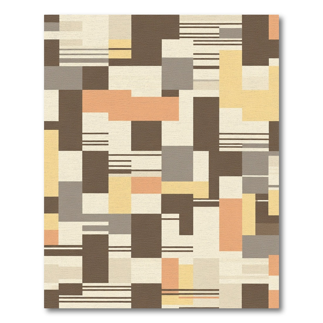 Geometric Blocks With Peach Yellow Accents Rug