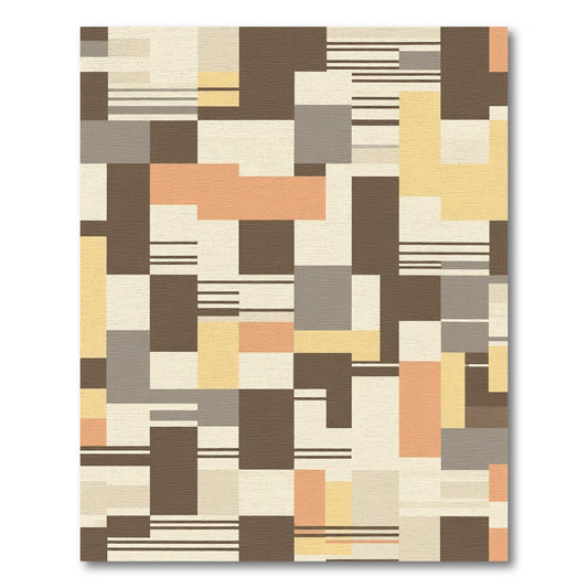 Geometric Blocks With Peach Yellow Accents Rug