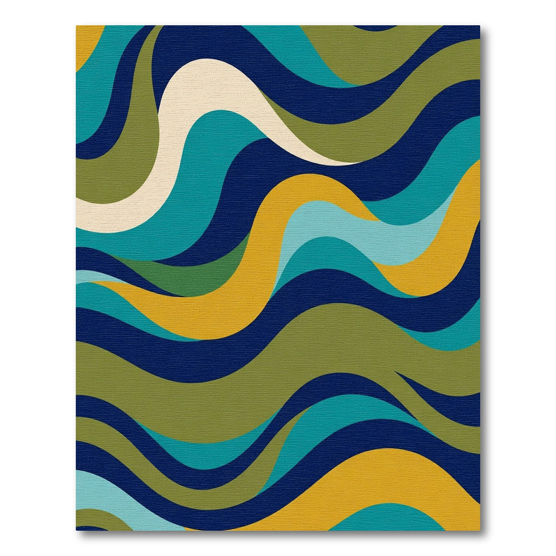 Abstract Flowing Waves Navy Teal Gold Rug